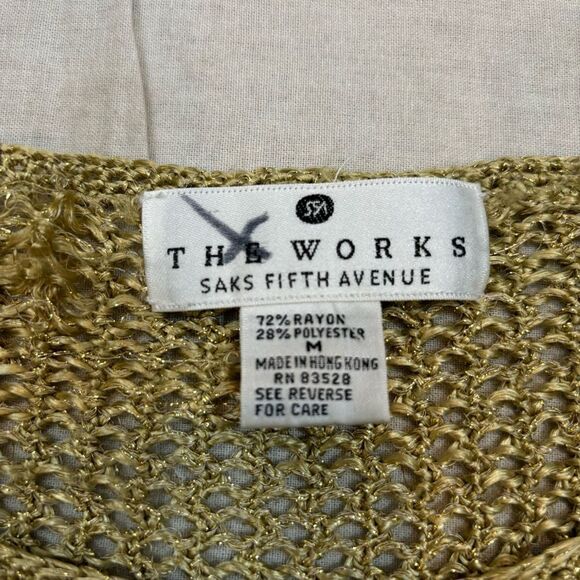 Vintage 1980’s Ladies The Works Saks Fifth Ave Gold Sheer Mesh Tunic Cover Up M - Picture 8 of 10